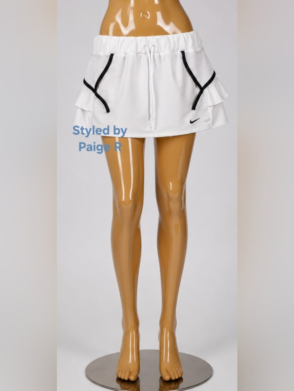 💕NIKE Womens Dri Fit Tennis Active Exercise Skort Skirt White Navy  M 8 10